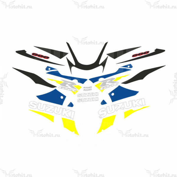 Комплект наклеек SUZUKI GSX-R-600 2001-2003 Неон снизу
