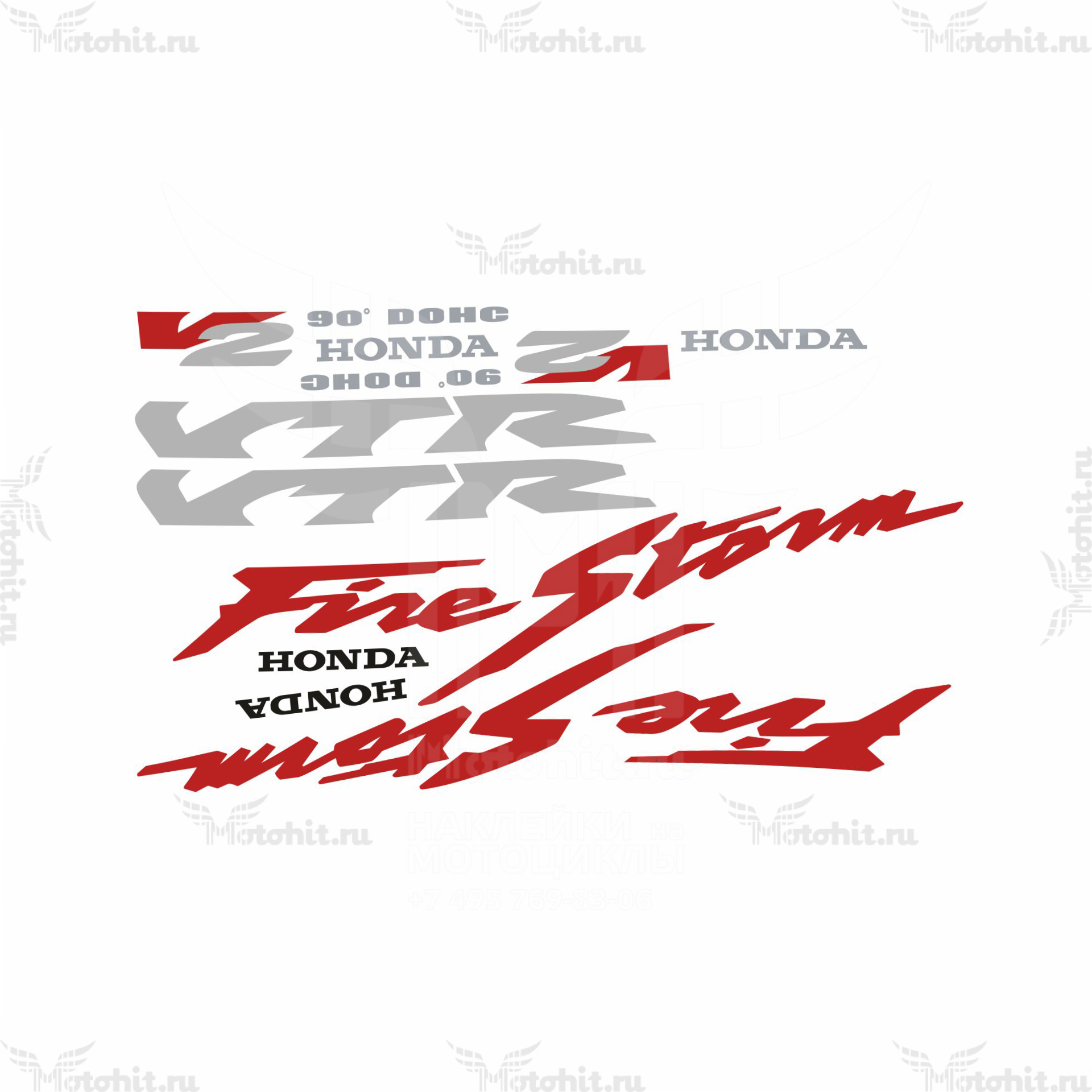 Комплект наклеек Honda VTR-1000-F 1997-2005 FIRESTORM RED