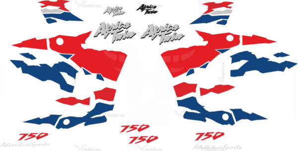 Комплект наклеек Honda XRV-750 1996-2002 AFRICA-TWIN RED SILVER