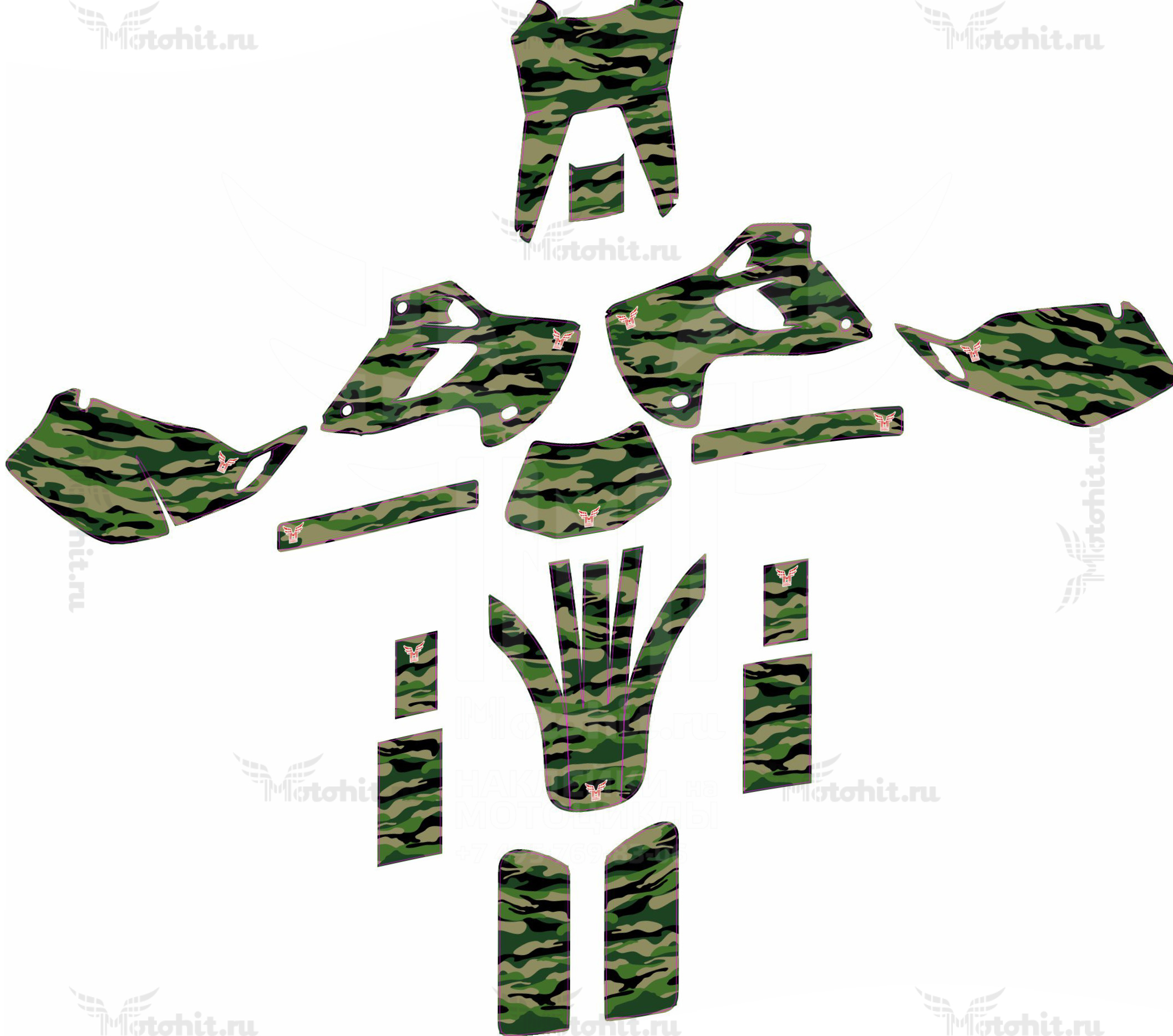 Комплект наклеек KAWASAK KLX-250-300 2005-2007 Green Camo