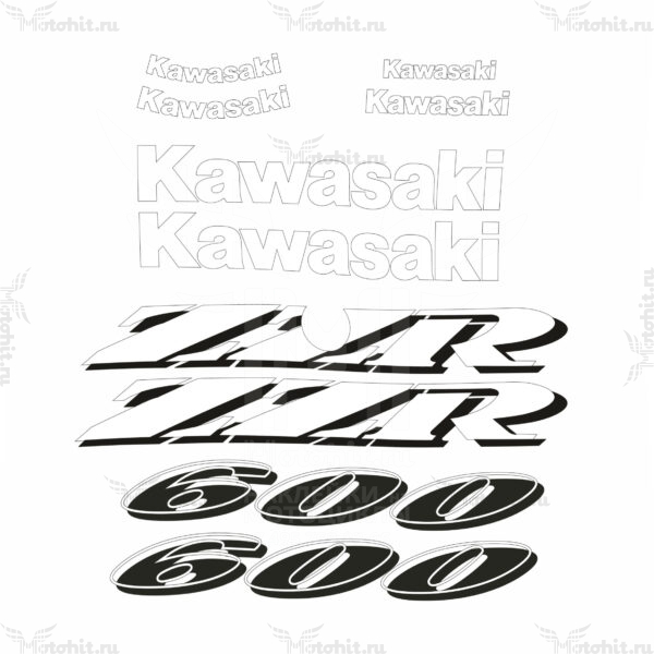 Комплект наклеек Kawasaki ZZR-600 WHITE