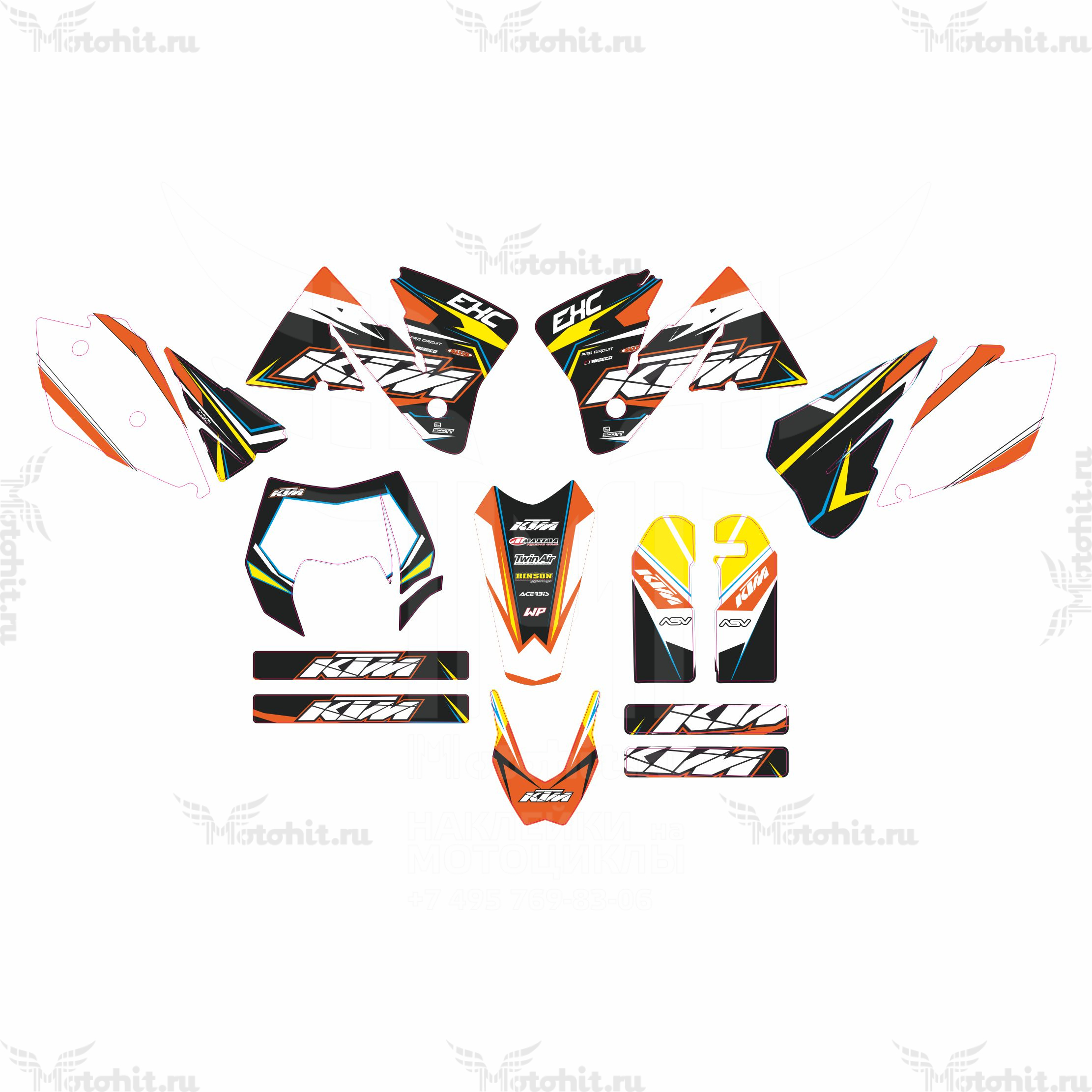 Комплект наклеек на KTM EXC 2004-2007 orange stripes
