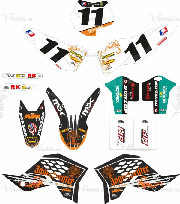 Комплект наклеек KTM SX-125 2007-2009 Jager