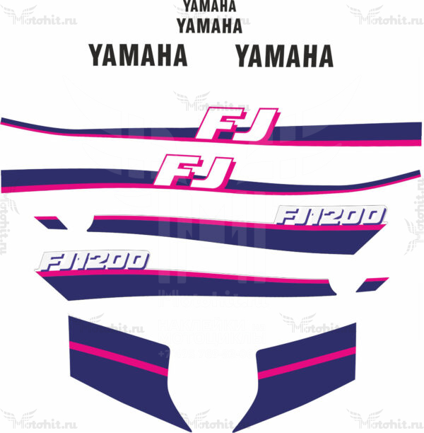 Комплект наклеек Yamaha FJ-1200 PINK 1995+