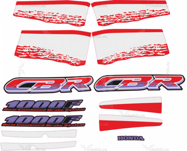 Комплект наклеек Honda CBR-1000 1987-1999 RED